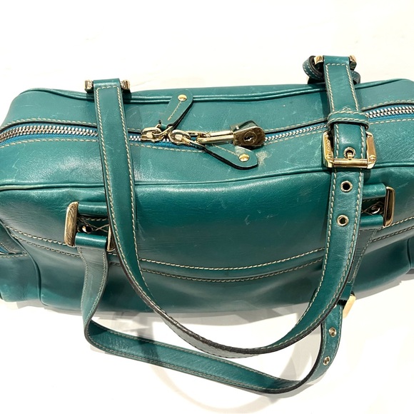 GUCCI Green Leather Satchel With Lock & Key - Picture 5 of 14